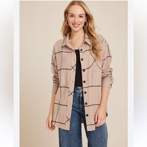 Maurices Cabin Windowpane Boyfriend Button Down Shirt Size XS